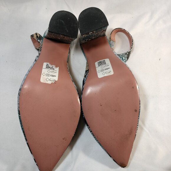 ASOS DESIGN Parson Slingback Block Heels Snake Print - Picture 7 of 8